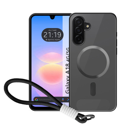 Funda para Samsung Galaxy A18 4G / 5G con Bordes Negra y Correa de Seguridad