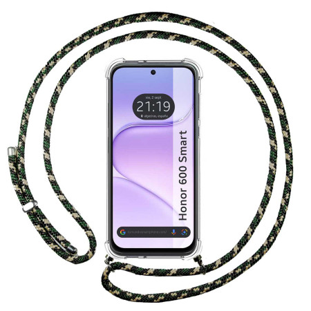Funda Colgante Transparente para Huawei Honor 600 Smart 5G con Cordon Verde / Dorado