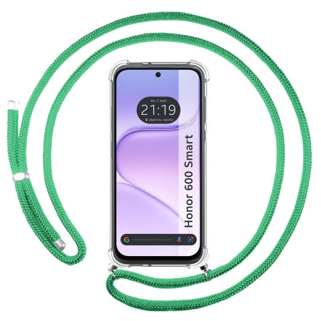 Funda Colgante Transparente para Huawei Honor 600 Smart 5G con Cordon Verde Agua