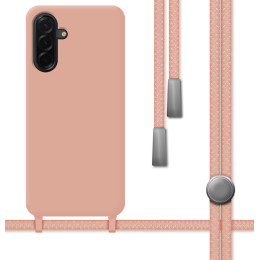Funda Silicona Líquida con Cordón para Samsung Galaxy A18 4G / 5G color Rosa