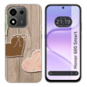 Funda Silicona para Huawei Honor 600 Smart 5G diseño Corazones Madera Dibujos