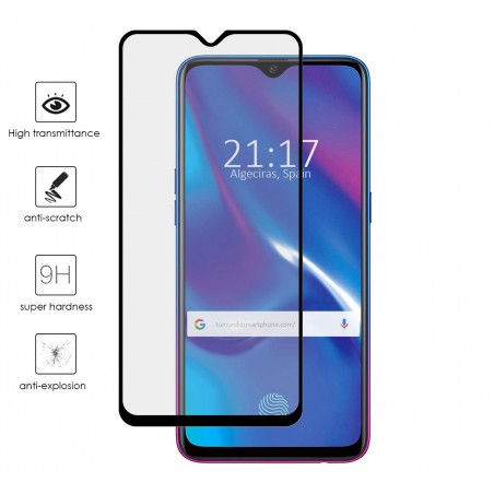 Protector Cristal Templado Frontal Completo Negro para Oppo RX17 Neo Vidrio