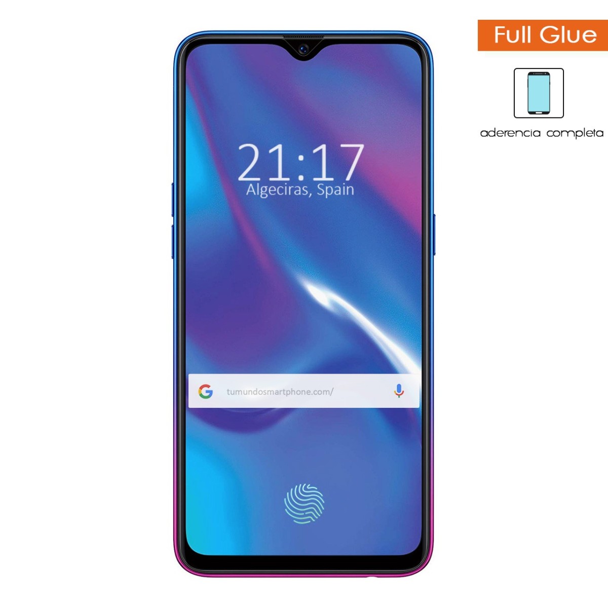 Protector Cristal Templado Completo Full Glue Negro para Oppo RX17 Neo Vidrio