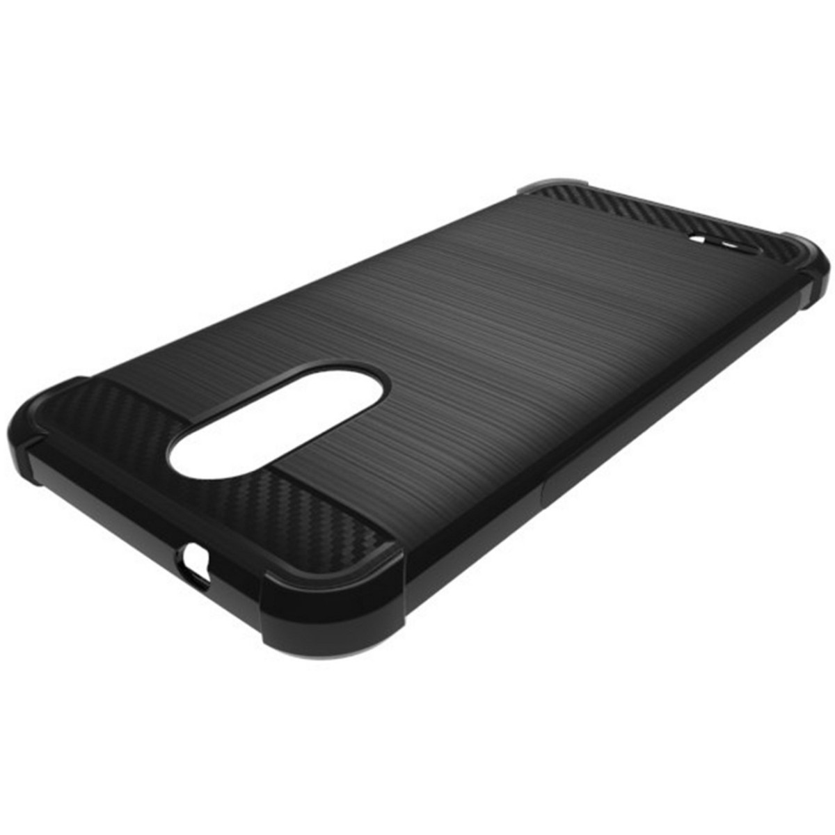Funda Gel Tpu Anti-Shock Carbon Negra para Lg K9