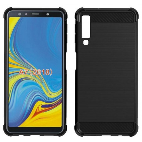 Funda Gel Tpu Anti-Shock Carbon Negra para Samsung Galaxy A7 (2018)