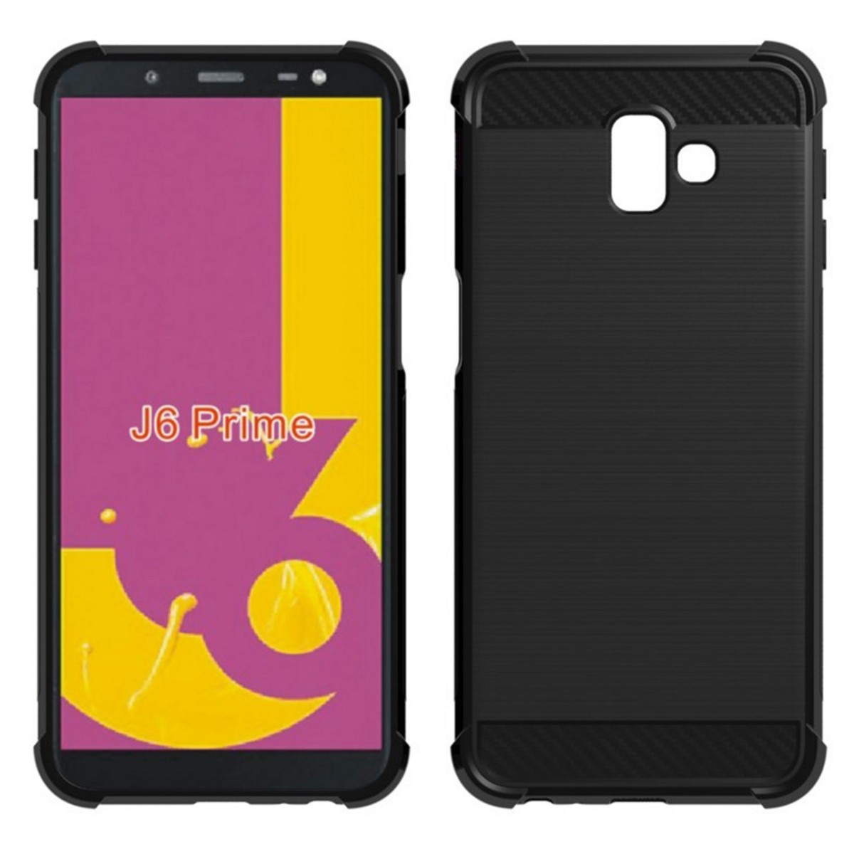 Funda Gel Tpu Anti-Shock Carbon Negra para Samsung Galaxy J6+ Plus