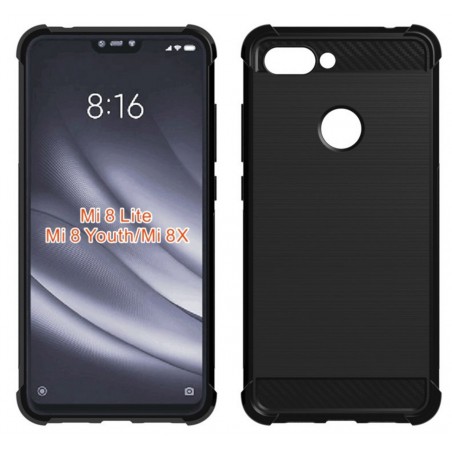 Funda Gel Tpu Anti-Shock Carbon Negra para Xiaomi Mi 8 Lite