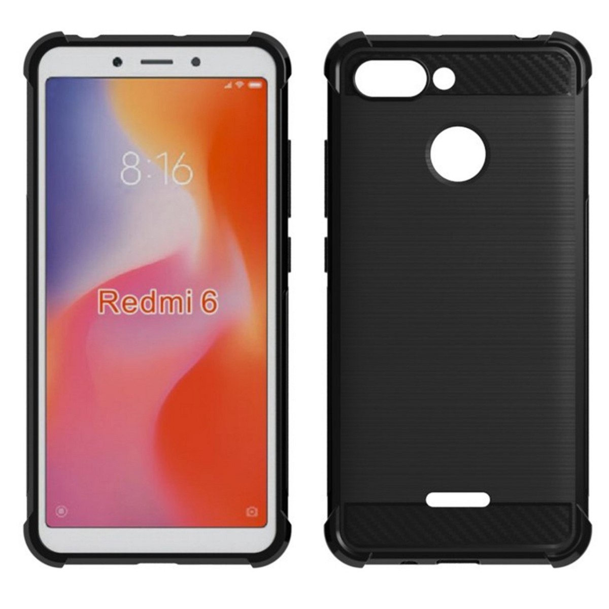 Funda Gel Tpu Anti-Shock Carbon Negra para Xiaomi Redmi 6