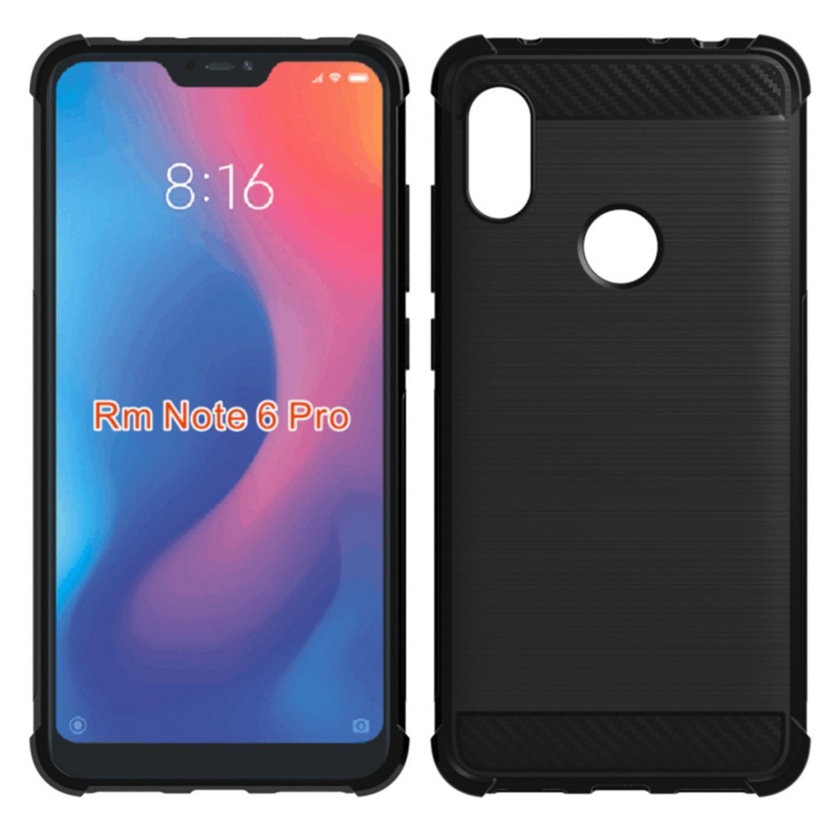 Funda Gel Tpu Anti-Shock Carbon Negra para Xiaomi Redmi Note 6 Pro