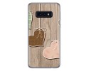 FUNDA de GEL TPU para Samsung Galaxy S10e diseño Corazones Madera Dibujos