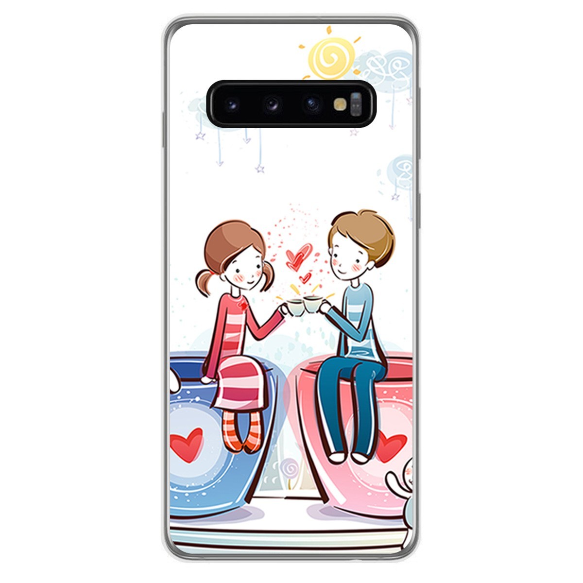 FUNDA de GEL TPU para Samsung Galaxy S10 Plus diseño Café Dibujos