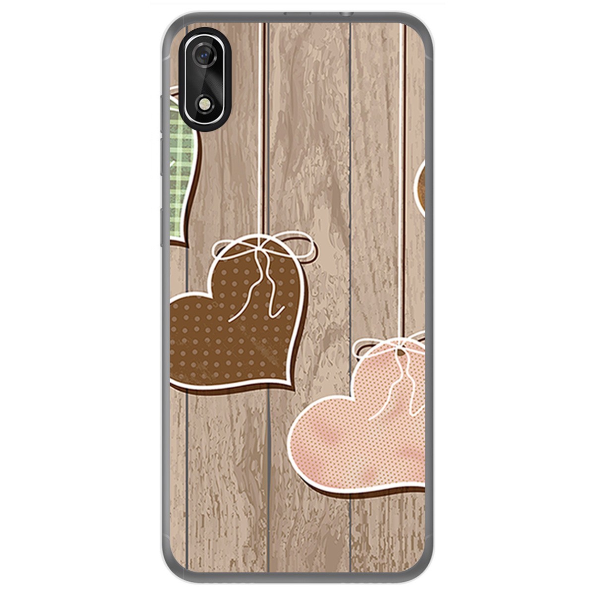 FUNDA de GEL TPU para Cubot J3 diseño Corazones Madera Dibujos