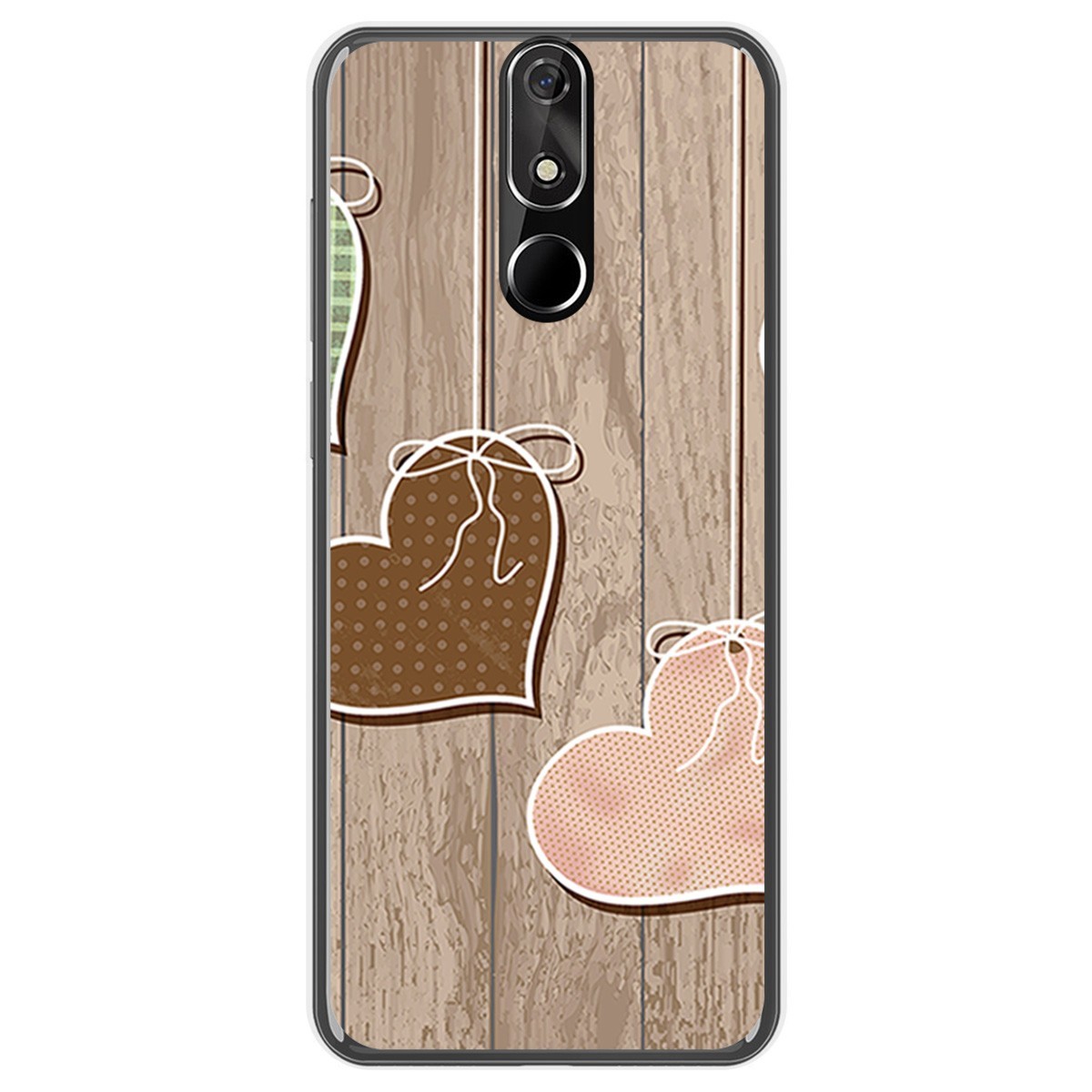 FUNDA de GEL TPU para Cubot Power diseño Corazones Madera Dibujos
