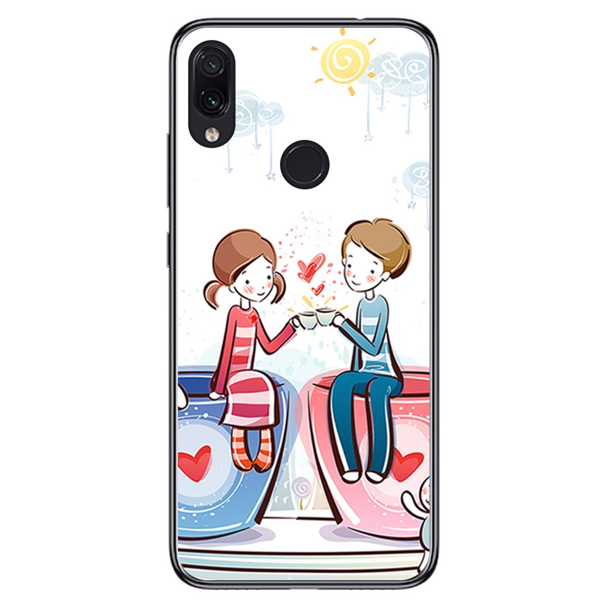 FUNDA de GEL TPU para Xiaomi Redmi Note 7 diseño Café Dibujos
