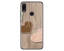 FUNDA de GEL TPU para Xiaomi Redmi Note 7 diseño Corazones Madera Dibujos