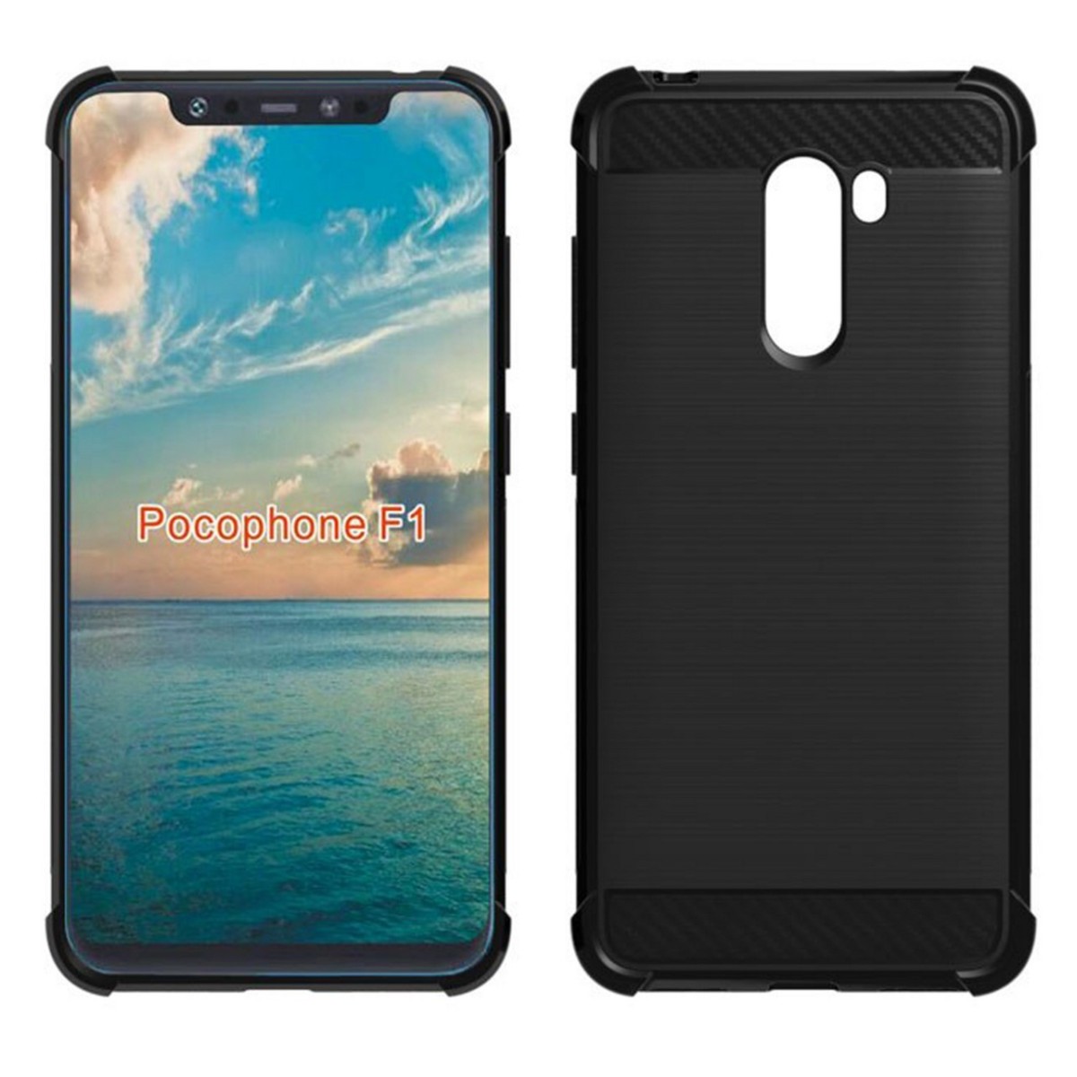 Funda Gel Tpu Anti-Shock Carbon Negra para Xiaomi Pocophone F1