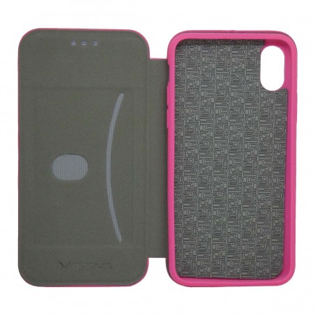 Funda Libro Soporte Magnética marca Vennus Rosa para Iphone  X / Xs