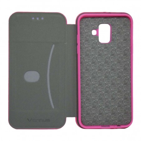 Funda Libro Soporte Magnética marca Vennus Rosa para Samsung Galaxy A6 Plus (2018)