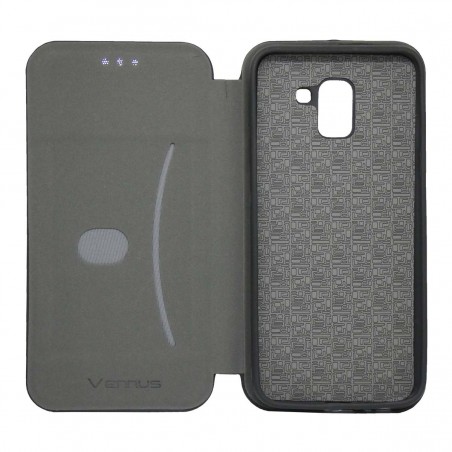 Funda Libro Soporte Magnética marca Vennus Negra para Samsung Galaxy J6 (2018)