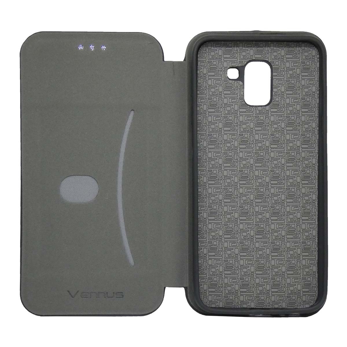 Funda Libro Soporte Magnética marca Vennus Negra para Samsung Galaxy J6+ Plus