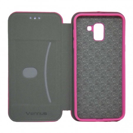 Funda Libro Soporte Magnética marca Vennus Rosa para Samsung Galaxy J6+ Plus
