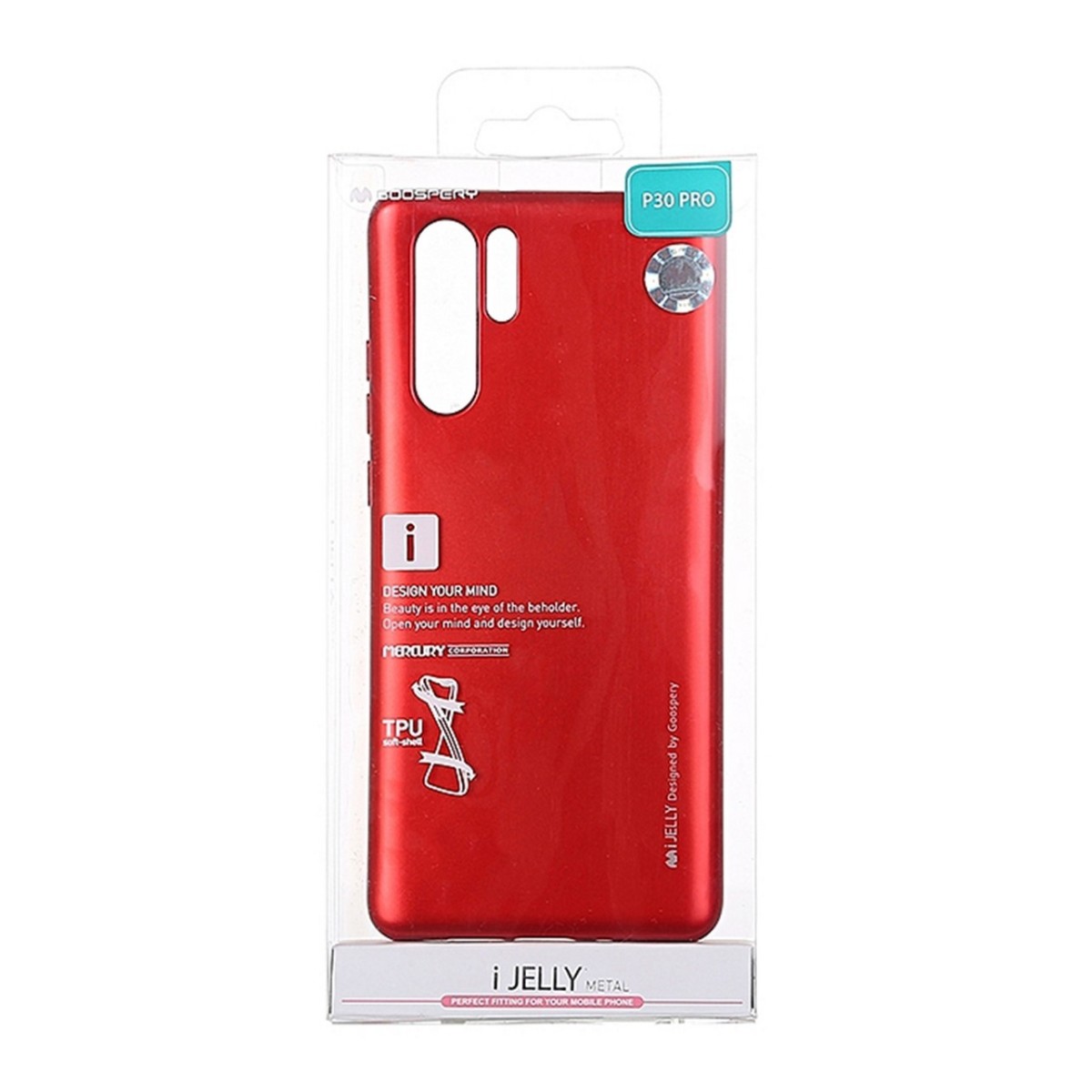 Funda Gel Tpu Mercury i-Jelly Metal para Huawei P30 Pro color Roja
