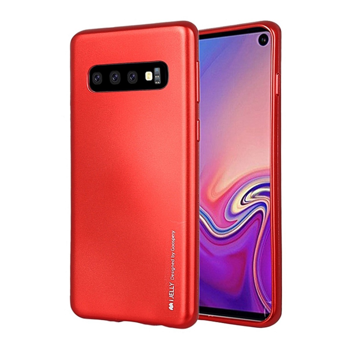 Funda Gel Tpu Mercury i-Jelly Metal para Samsung Galaxy S10 color Roja