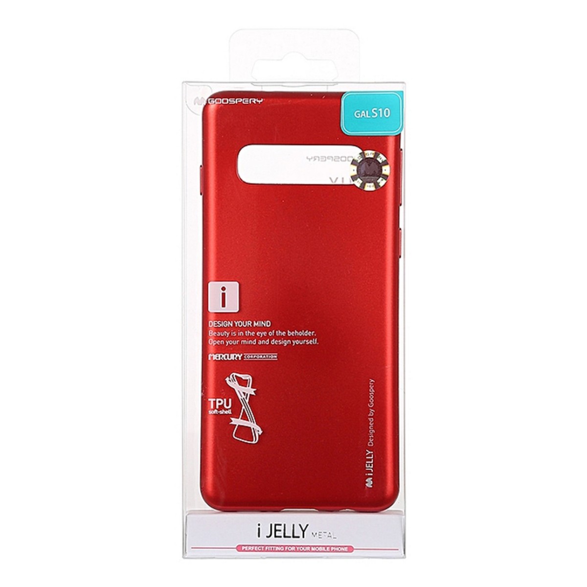 Funda Gel Tpu Mercury i-Jelly Metal para Samsung Galaxy S10 color Roja