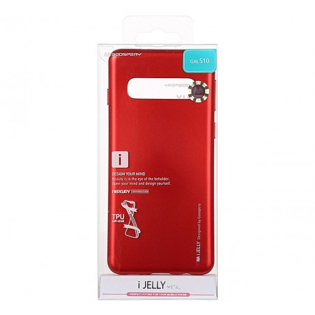 Funda Gel Tpu Mercury i-Jelly Metal para Samsung Galaxy S10 color Roja