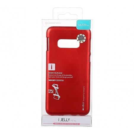 Funda Gel Tpu Mercury i-Jelly Metal para Samsung Galaxy S10 Plus color Roja