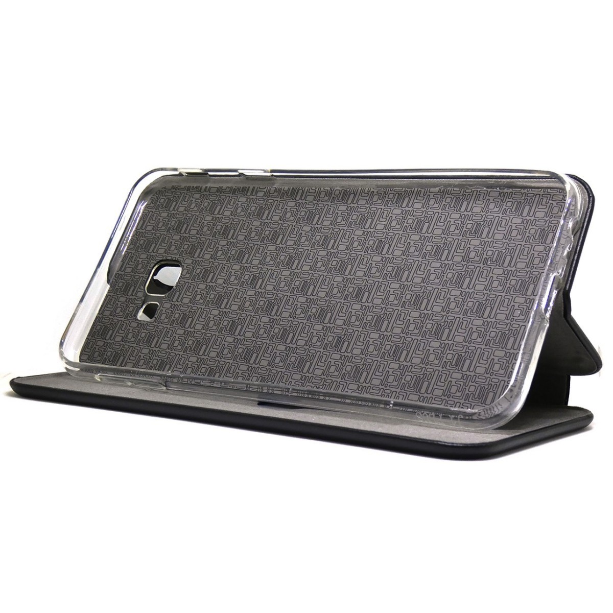 Funda Libro Soporte Magnética marca Forcell Negra para Samsung Galaxy J4+ Plus