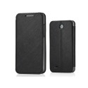 Funda Soporte Piel Texturizada Negra para HTC Desire 300