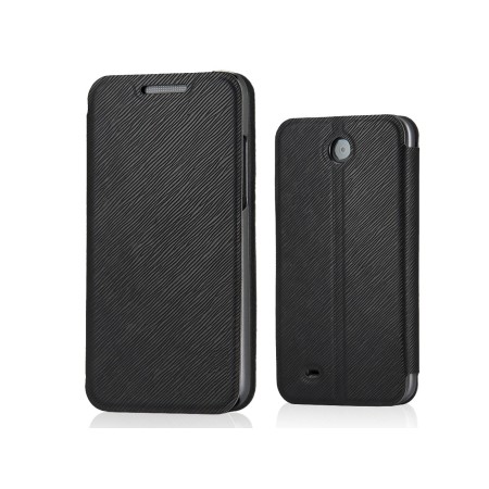 Funda Soporte Piel Texturizada Negra para HTC Desire 300