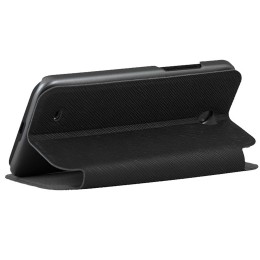 Funda Soporte Piel Texturizada Negra para HTC Desire 300 2