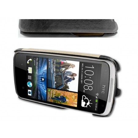 Funda  Piel Flip Cover HTC Desire 500 Color Negra