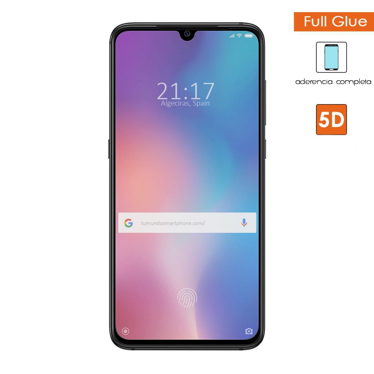 Protector Cristal Templado Completo 5D Full Glue Negro para Xiaomi Mi 9 Vidrio