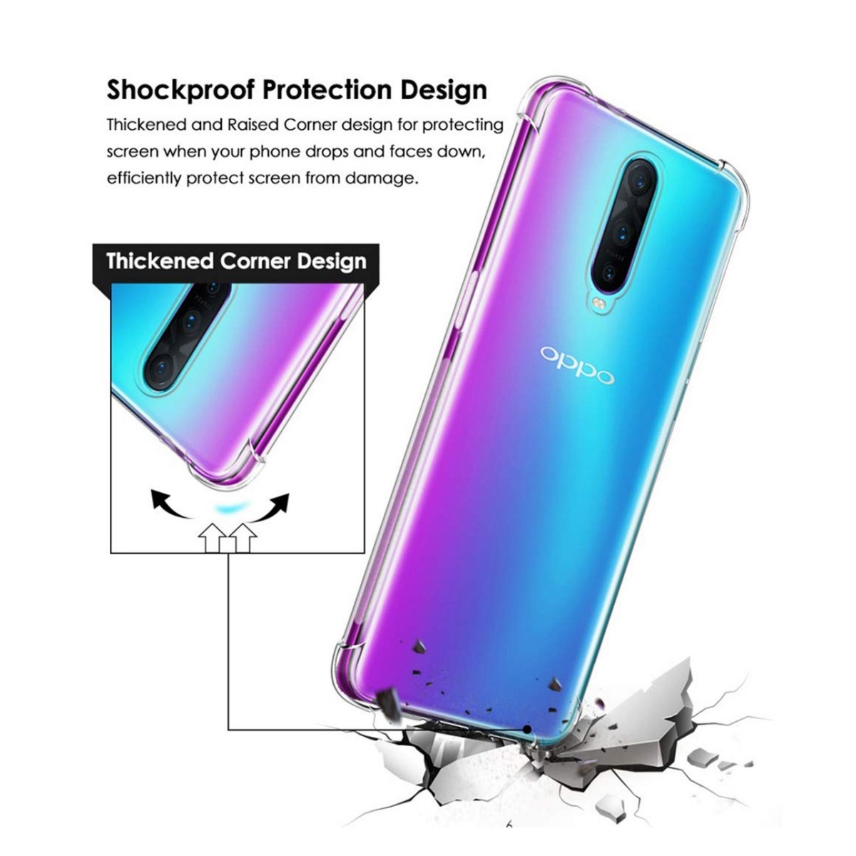 Funda Gel Tpu Anti-Shock Transparente para Oppo RX17 Pro