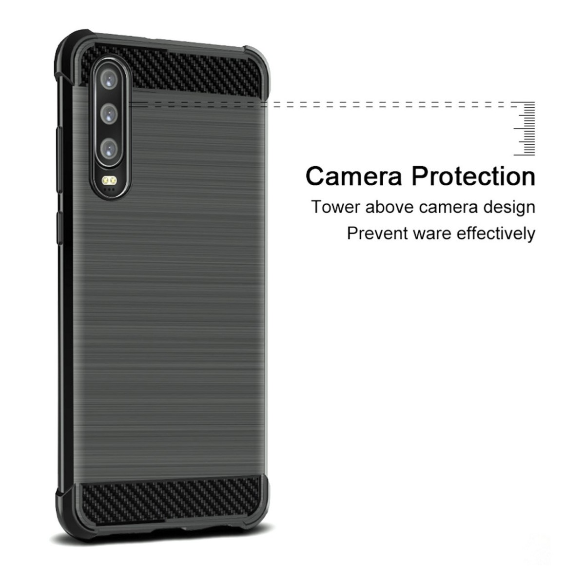 Funda Gel Tpu Anti-Shock Carbon Negra para Huawei P30