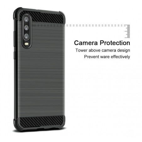 Funda Gel Tpu Anti-Shock Carbon Negra para Huawei P30