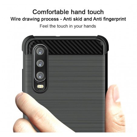 Funda Gel Tpu Anti-Shock Carbon Negra para Huawei P30