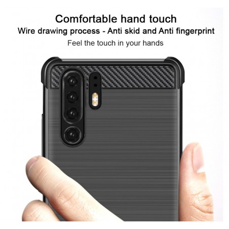 Funda Gel Tpu Anti-Shock Carbon Negra para Huawei P30 Pro