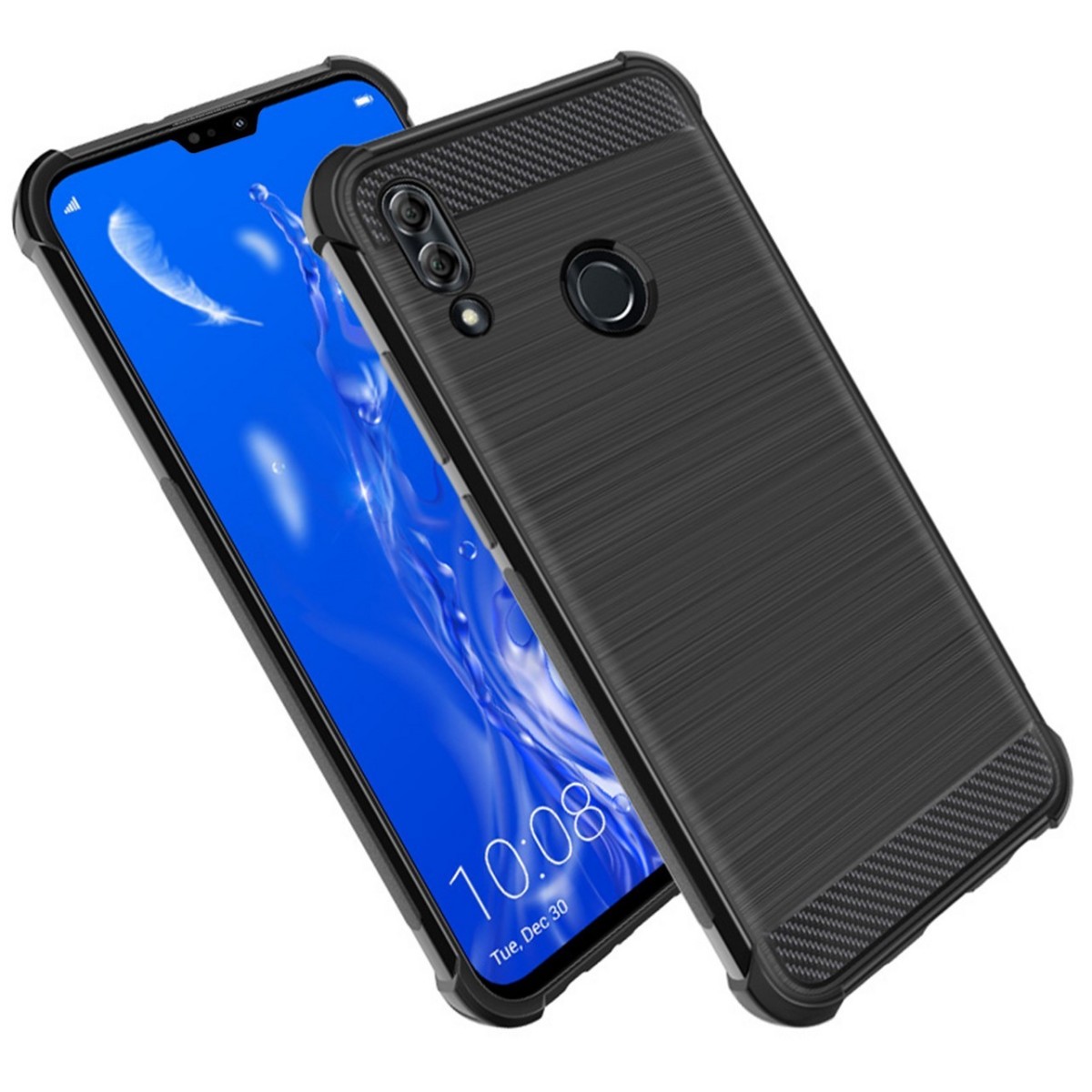 Funda Gel Tpu Anti-Shock Carbon Negra para Huawei Y9 2019