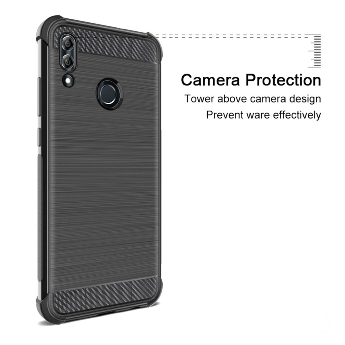 Funda Gel Tpu Anti-Shock Carbon Negra para Huawei Y9 2019