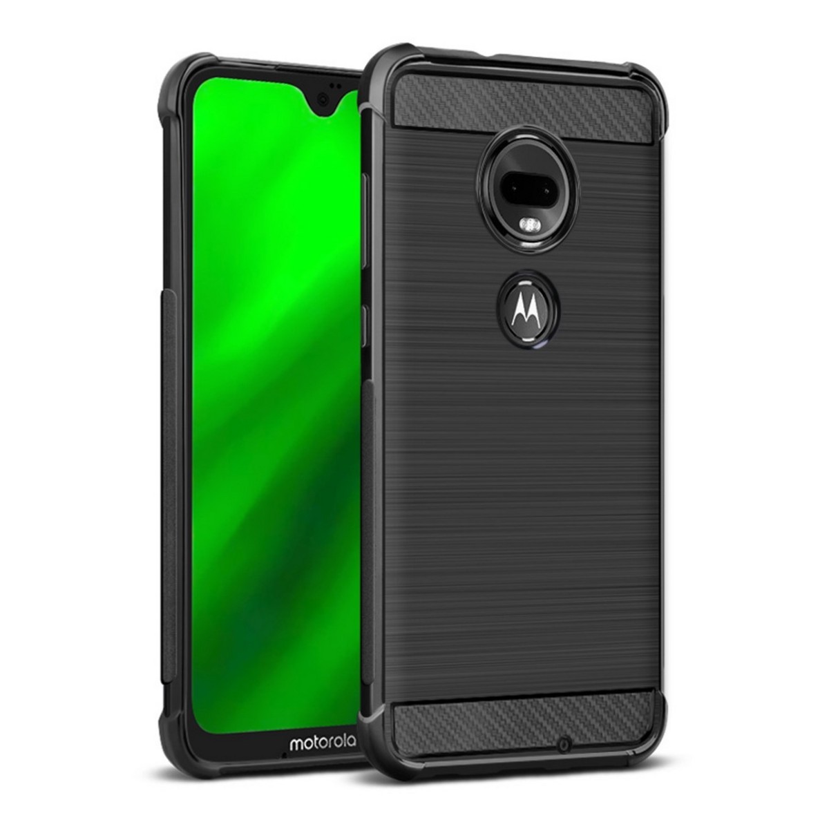 Funda Gel Tpu Anti-Shock Carbon Negra para Motorola Moto G7 / G7 Plus