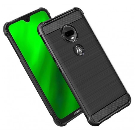 Funda Gel Tpu Anti-Shock Carbon Negra para Motorola Moto G7 / G7 Plus