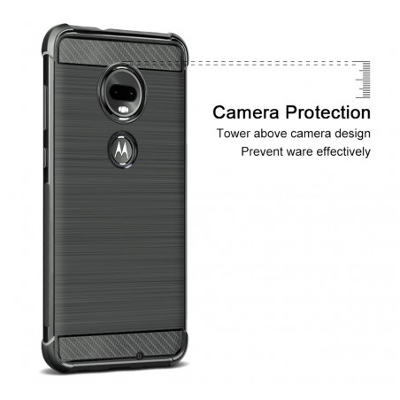 Funda Gel Tpu Anti-Shock Carbon Negra para Motorola Moto G7 / G7 Plus