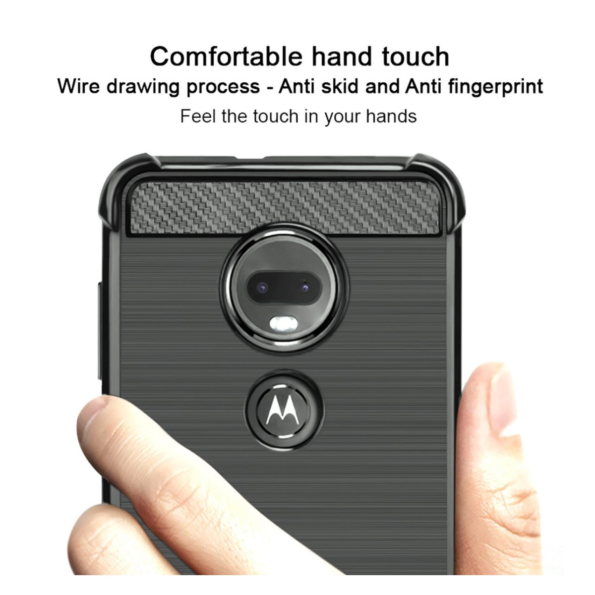 Funda Gel Tpu Anti-Shock Carbon Negra para Motorola Moto G7 / G7 Plus
