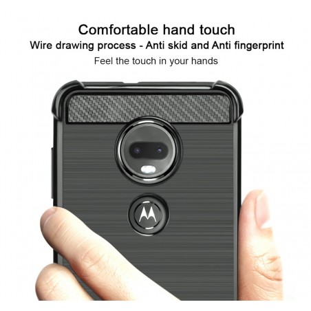 Funda Gel Tpu Anti-Shock Carbon Negra para Motorola Moto G7 / G7 Plus