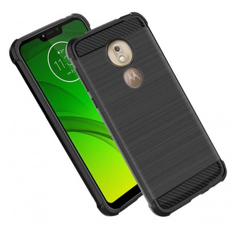 Funda Gel Tpu Anti-Shock Carbon Negra para Motorola Moto G7 Play