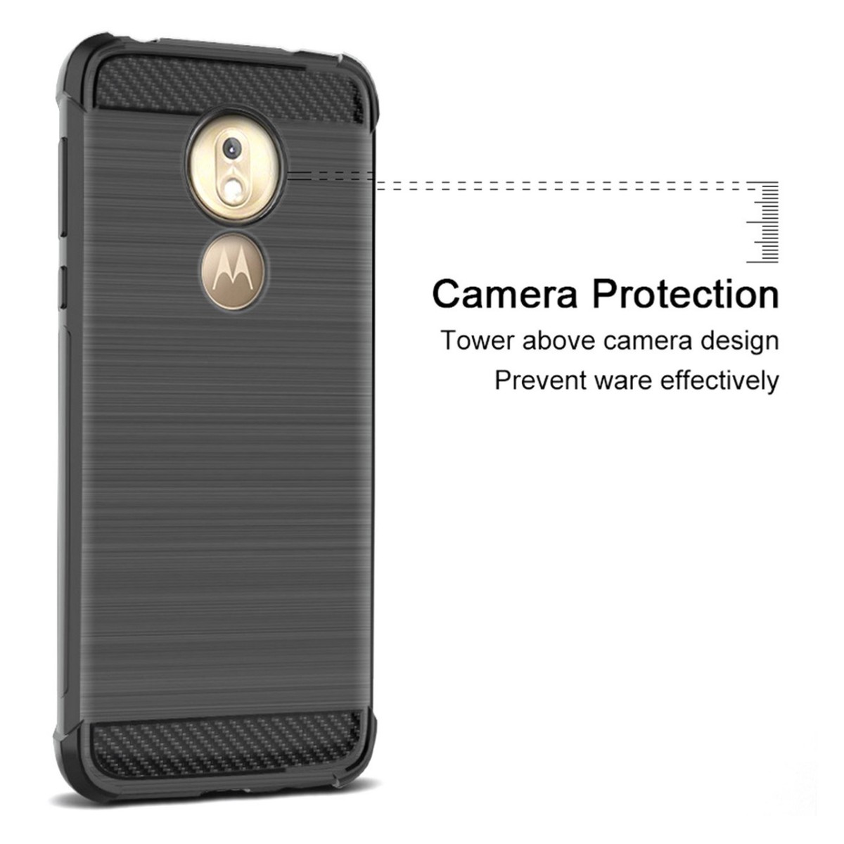 Funda Gel Tpu Anti-Shock Carbon Negra para Motorola Moto G7 Play